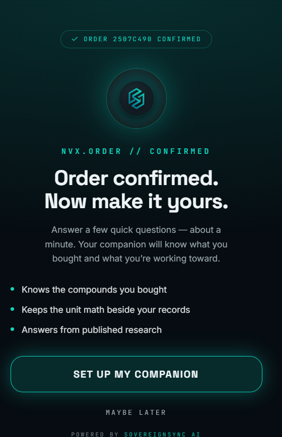 Companion invite screen: order confirmed, now make it yours