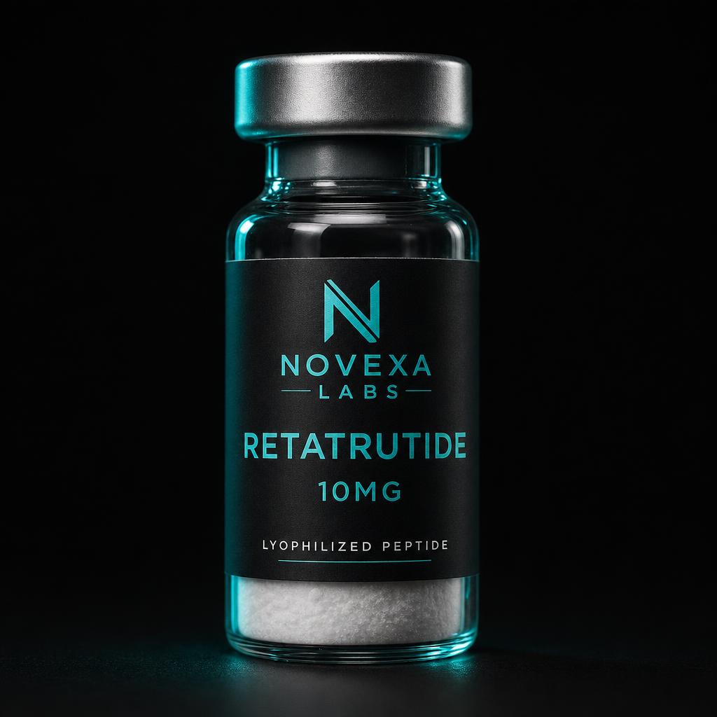 Retatrutide 10MG research peptide vial by Novexa Labs